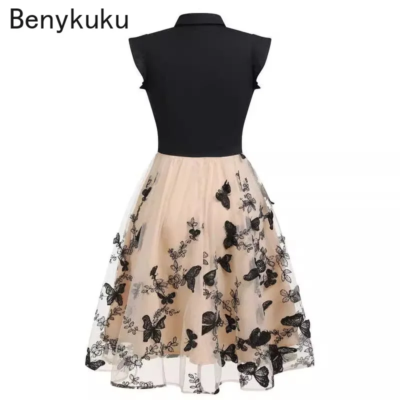 knee length dresses Short Sleeveless A-Line Dress By Poly USA 7290 L / Silver main image 1