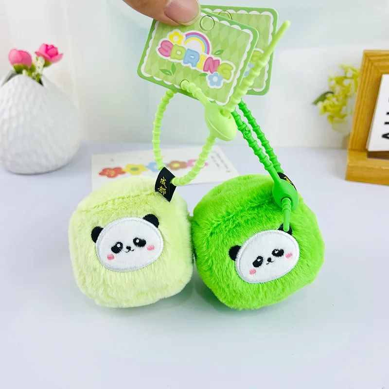 Novo estilo criativo dos desenhos animados panda verde dados animais macios brinquedos de pelúcia hobbies kawaii saco decoração chaveiro presentes meninas