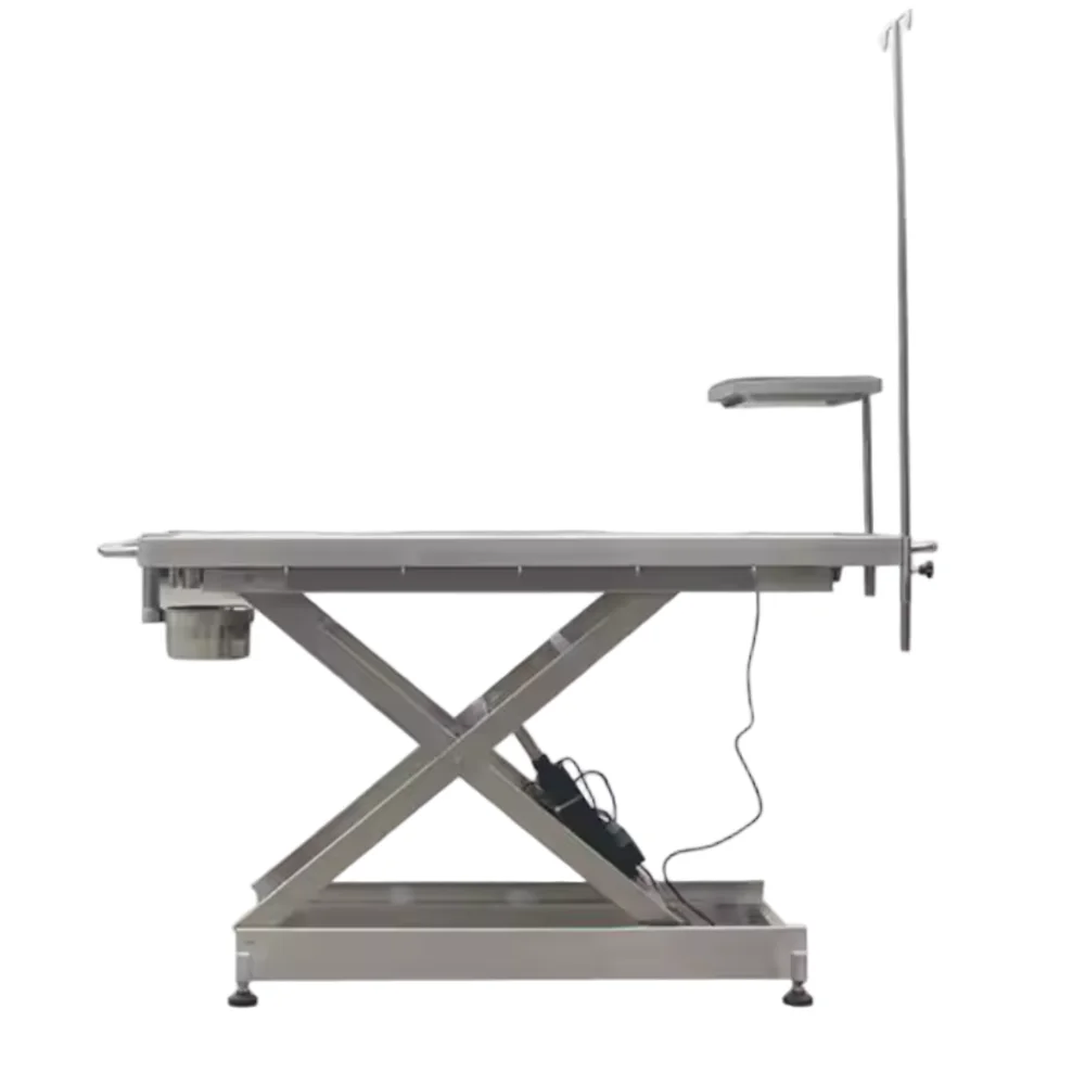 One-sided Tilt Electric Adjustable CE Certified Stainless Steel Mobile Operating Table for Pet Surgery