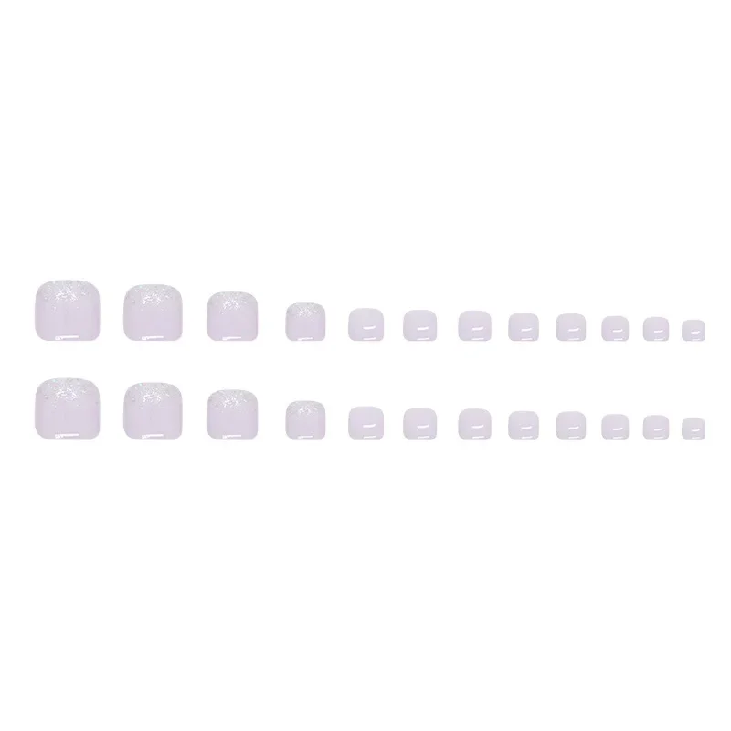 24Pcs Nude Color Press on Toenails Full Cover Solid Color Fake Toe Nails Short Square False Nail for Women Feet Decor view 5