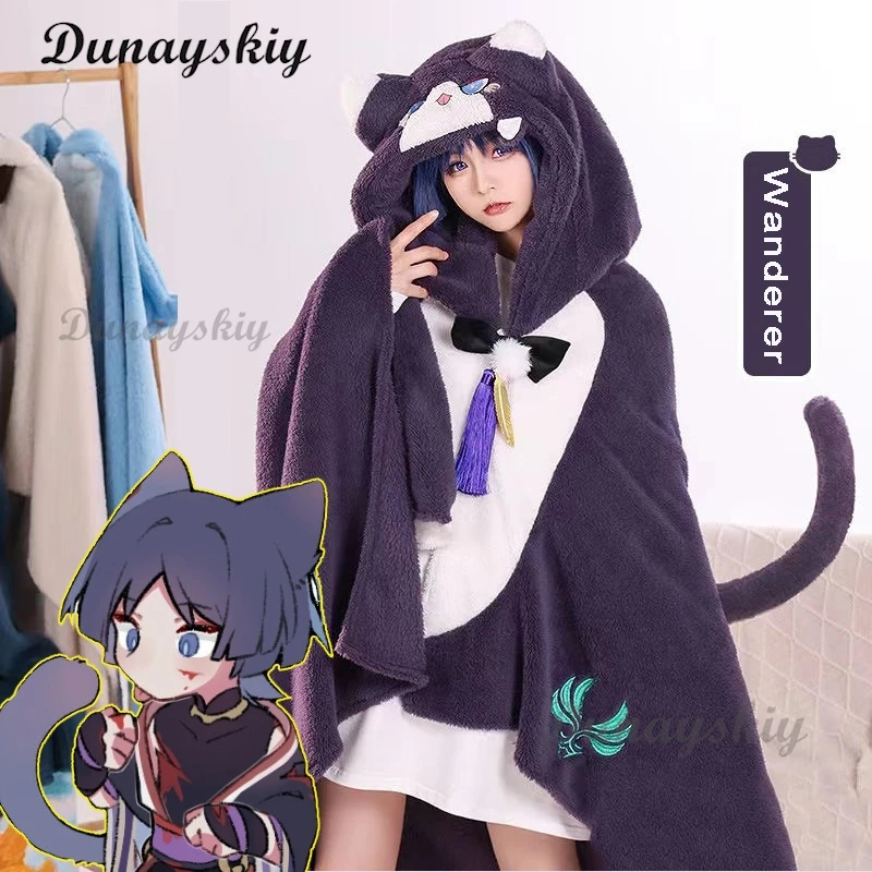 Genshin Impact Hoodie Blankets Tighnari Scaramouche Xiao Kaveh Kaeya Venti Hutao Lyney Fleece Cloak Cape Pajamas Cosplay Costume