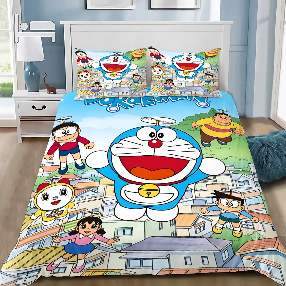 Duvet Cover Pillowcase Bedding Set Adult Cute For D-Doraemons Boy Girl Bedroom Decoration Children Gift Single Double Large Size