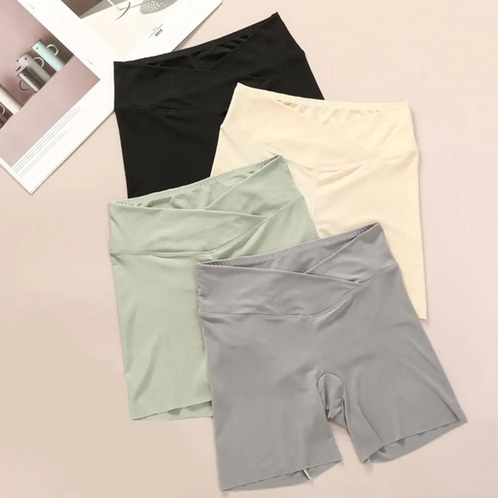 Women Safety Shorts High Waist Ice Silk Seamless Yoga Leggings Solid Color Ultra-thin Bottoming Shorts Ergonomic AestheticShorts