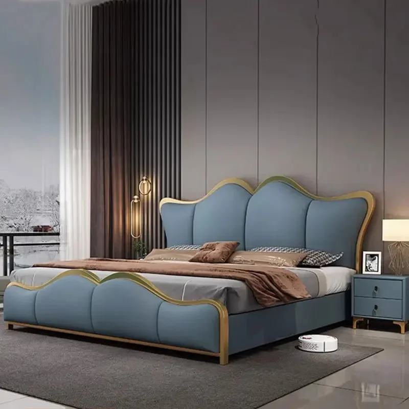 

Master Simple Double Bed Nordic European Living Room Frame Double Bed Queen Floor Sleeping Letto Matrimoniale Bedroom Furniture