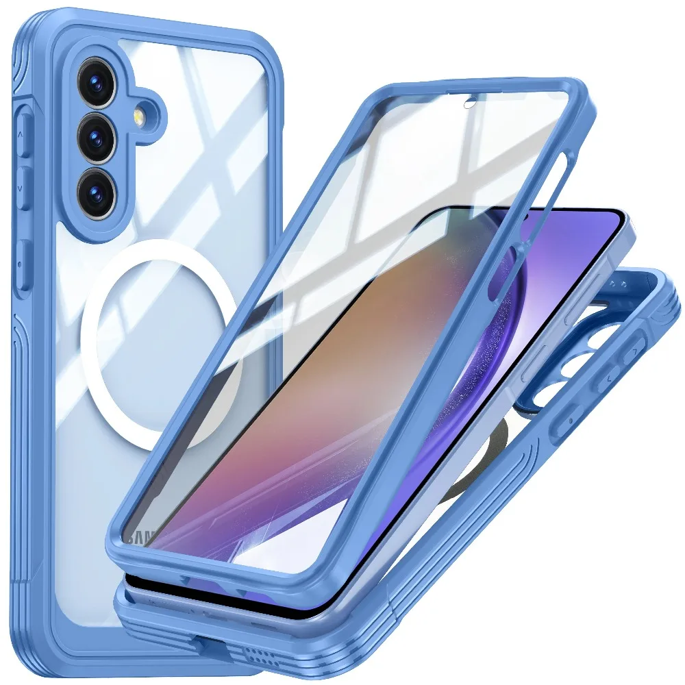 Rugged Waterproof for Magsafe Case for Samsung A57/A37/A17/56/36 HD Transparent PC Glass Screen Camera Protector Ott-box Cover