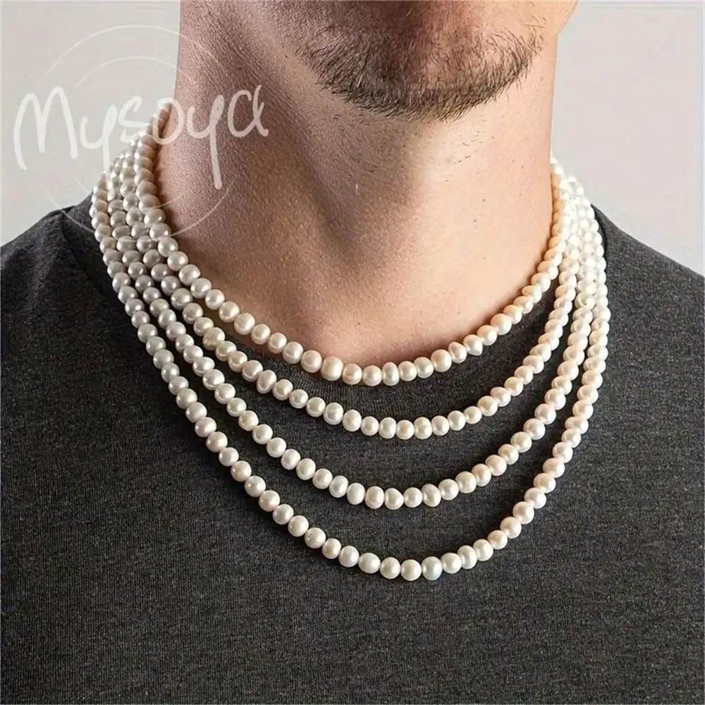 

MYSOYA ожерелье из белого пресноводного жемчуга 5-6 мм жемчуг подарочная коробка подарок для нее свадебные украшения Рождественский подарок на годовщину Нового года