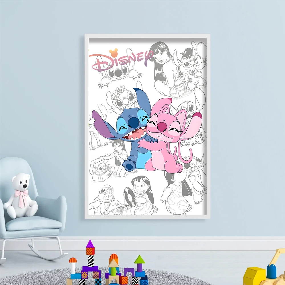 MINISO Disney Stitch Cartoon Comic Characters Wall Art Poster HD Canvas Painting Print Pictures Kids Room Mural Home Decoration