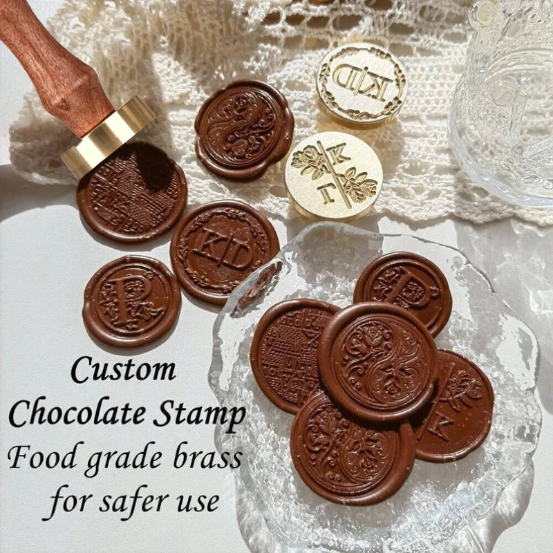 Food Grade Custom Chocolate Stamps Personalized Logo Design Wax Seal Stamps for DIY Holiday Party Cupcake Cookie Molds Gifts view 3