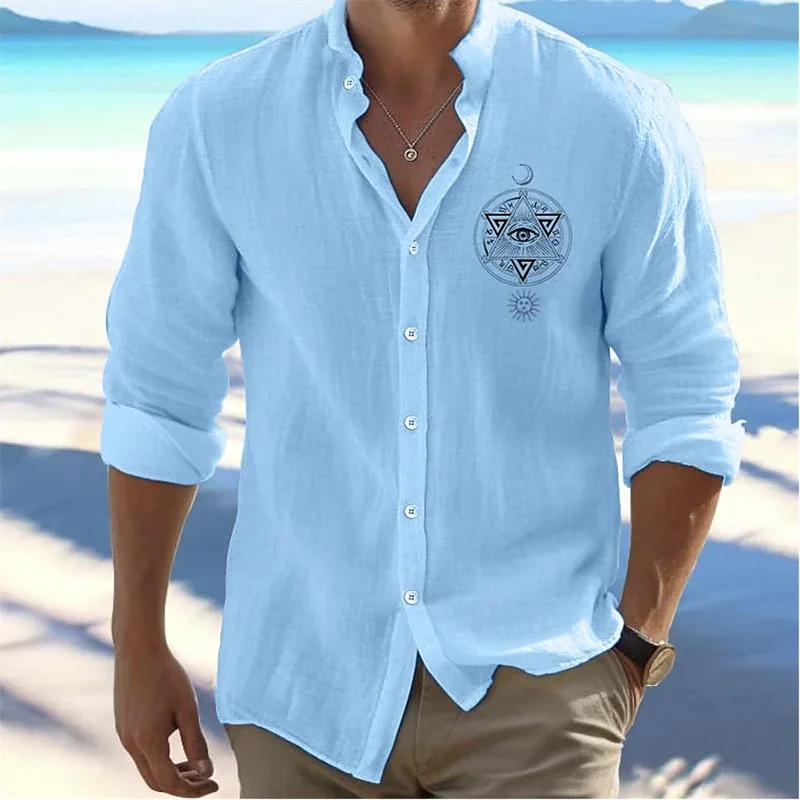 Linen Breathable and Comfortable Floral Butterfly Pattern Shirt 3D Pattern Printed Long Sleeve Shirt Daily Casual Business Shirt