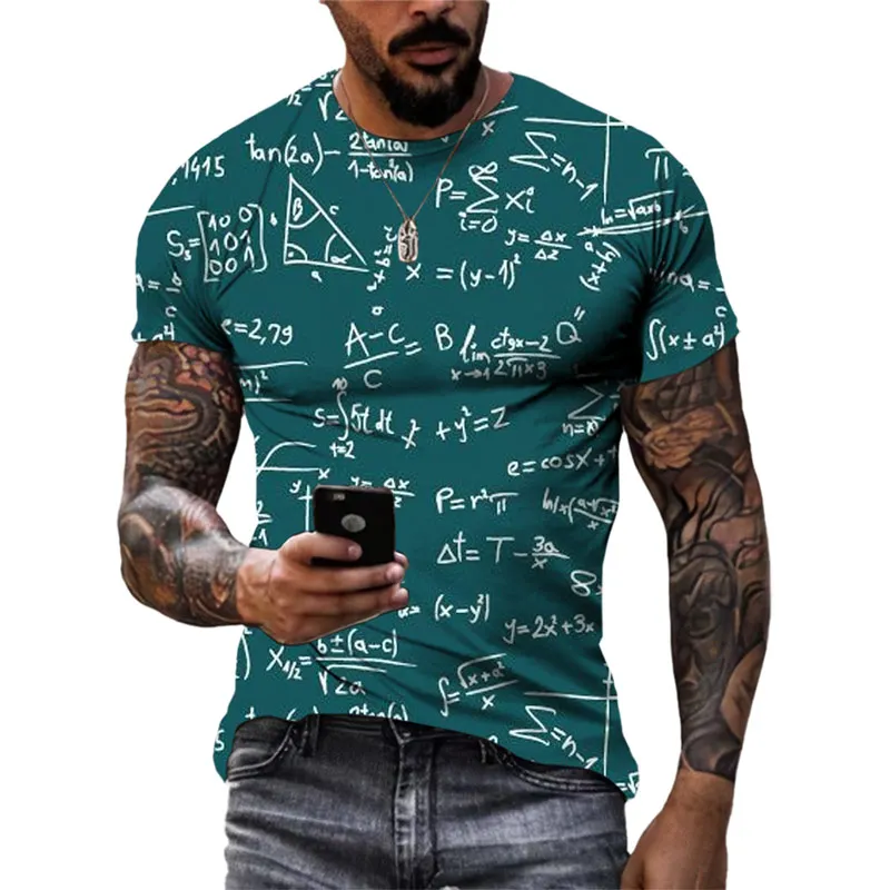 Summer New Fashion 3D Mathematical Formula graphic t shirts Trend Men Casual Street Retro Style Printed O-neck Short Sleeve Tees