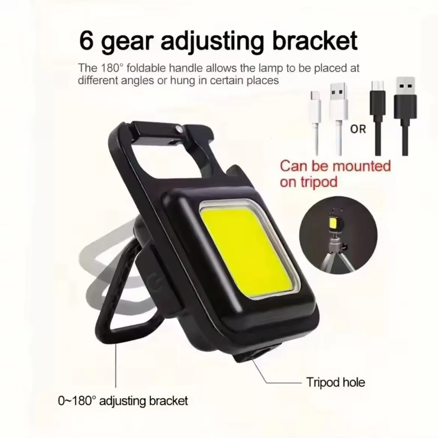 Mini LED Flashlight Keychain Multifunctional Portable COB Camping Lamps USB Charging Work Lights Outdoor Fishing Hiking Lanterna