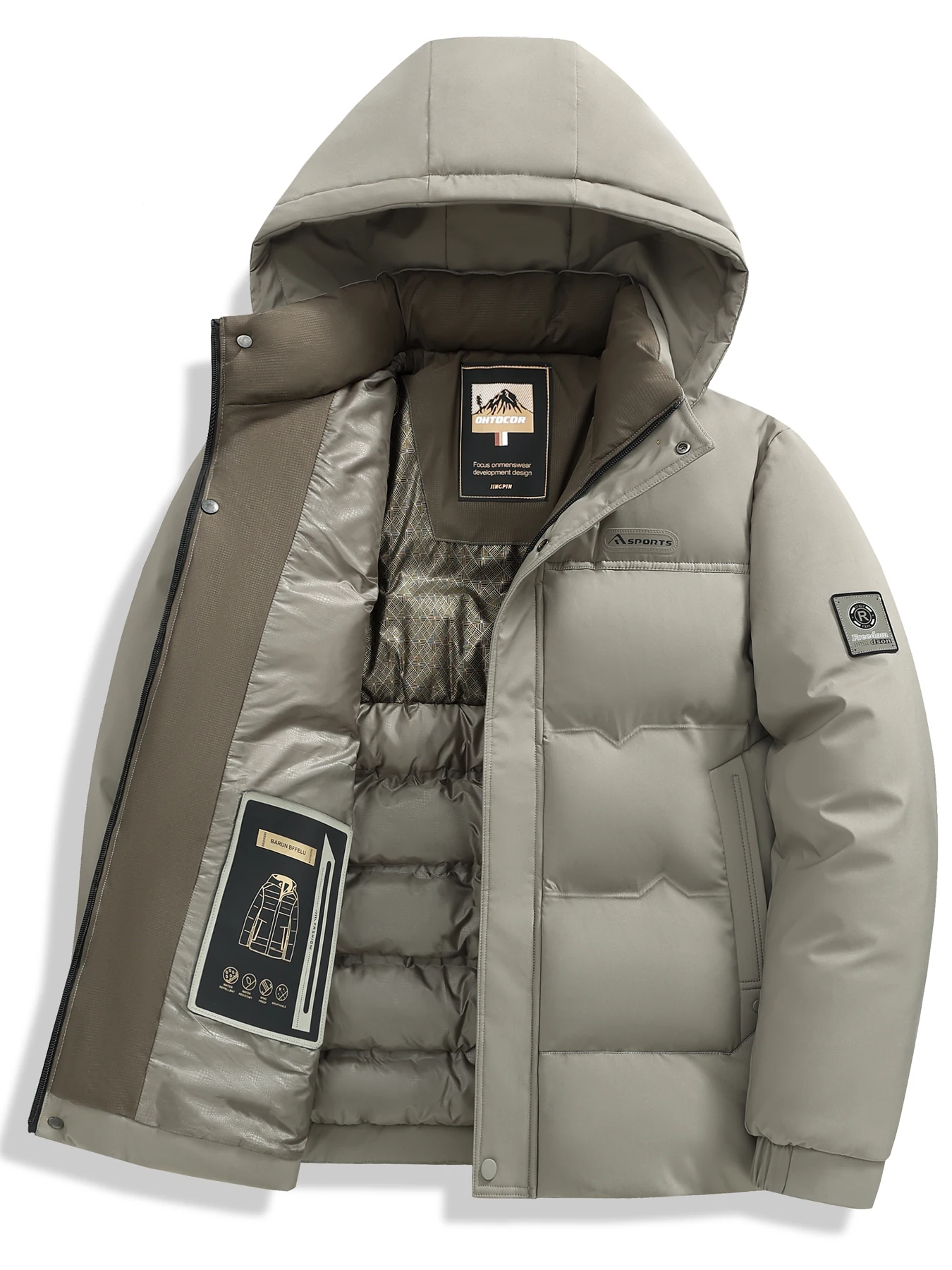 2026 Winter New Style Men's Detachable Hat Casual Business Cotton Jacket Warm Jacket Outdoor Clothing for Men