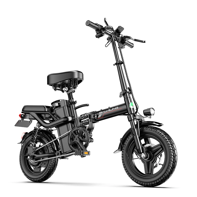 Electric Bicycle 14 Inch 400W Mini City Bike 48V 10Ah 25Ah Folding E-bike 120KM Mountain Cycling Full Throttle Vacuum Tire