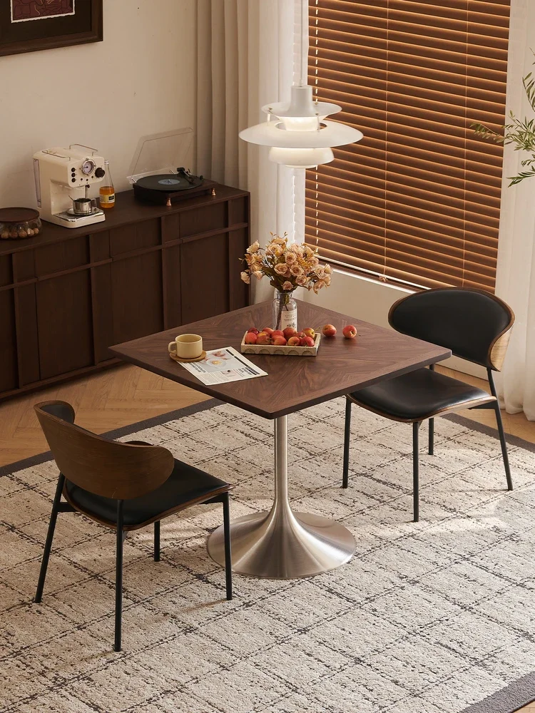 Medieval style solid wood square table dining table square negotiation reception chairs restaurant