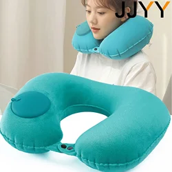 U Shape Neck Cushion for Airplane and Car Inflatable Pillow Auto Air Compress Ring Outdoor Travel 1Pc