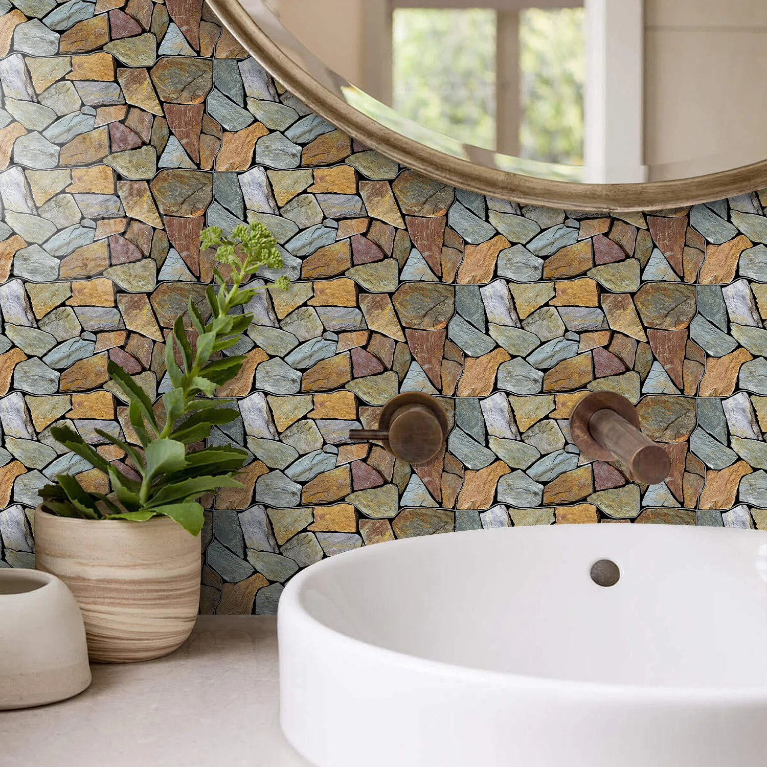 Alwayspon Marble Design 3D Peel and Stick Tile Backsplash,Vinyl Tile Sticker Flooring Self Adhesive Tile for Kitchen