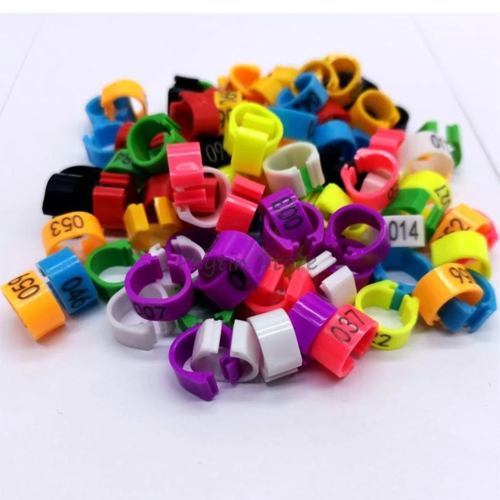 100Pcs 10mm Poultry Leg Bands Bird Pigeon Parrot Chicks Rings 1-100 number