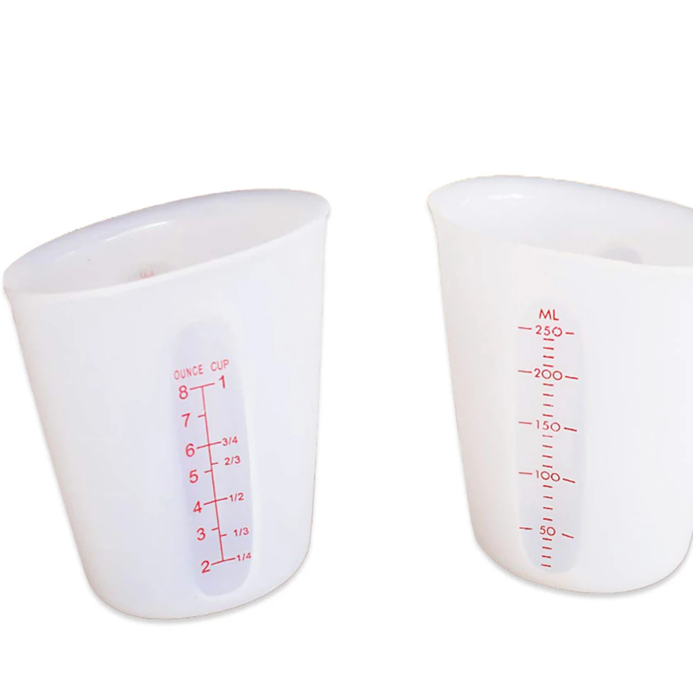 

250ml Silicone Gel Cup Cup Easy Pour Flexible Food Grade Translucent Scale Design Kitchen Silicone Diy Tool Tool Storage