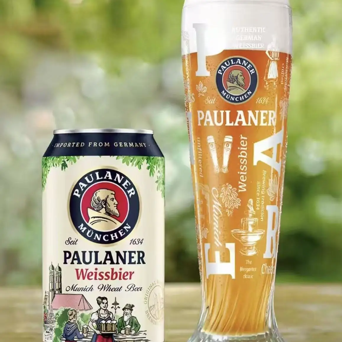Vasos de Cerveza Paulaner Originales, Vasos para Cerveza de Trigo, Vasos para Cerveza de Barril, Estilo Vintage, Forma Redond...