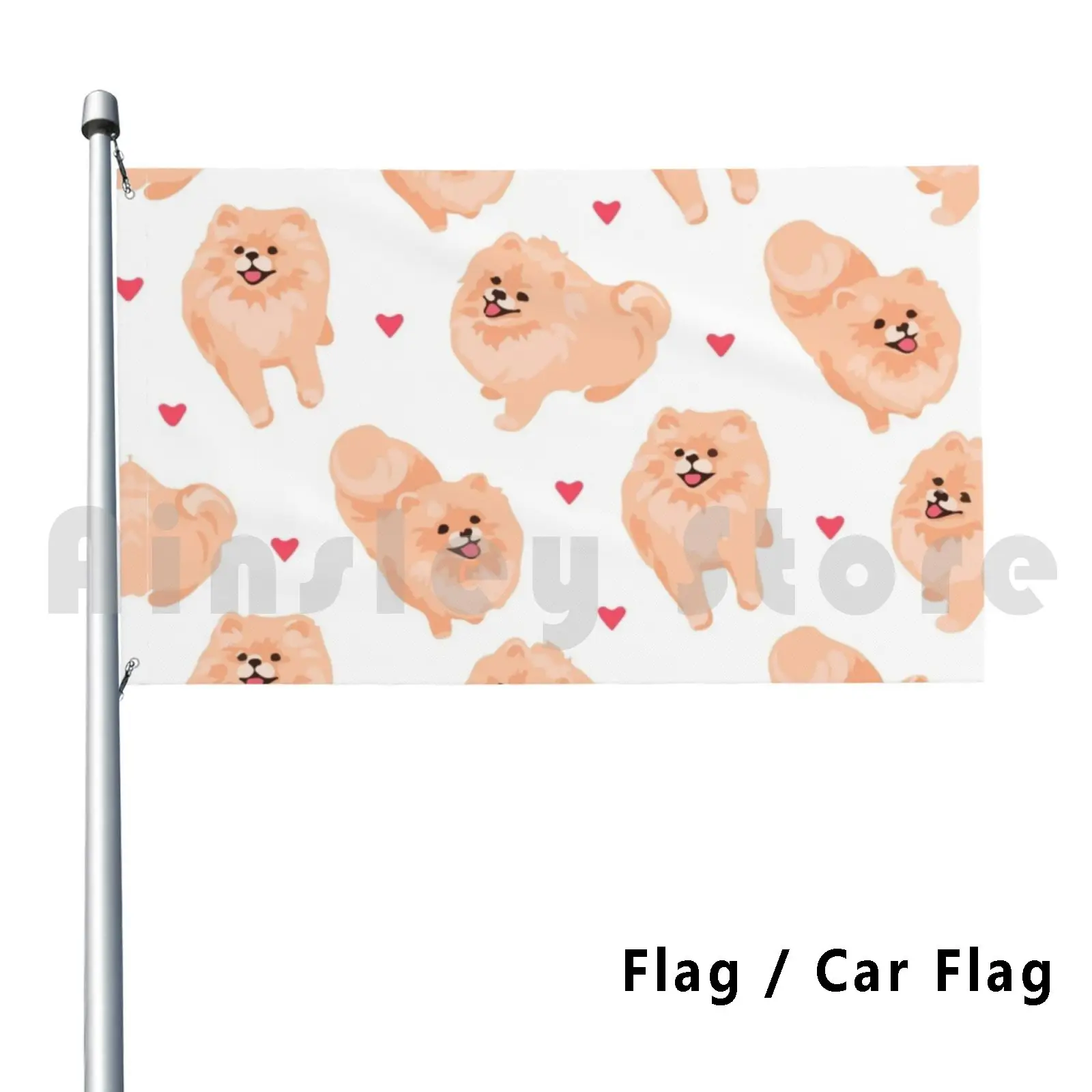 Pomeranian Spitz Puppy Seamless Pattern Outdoor Decor Flag Car Flag Pomeranian Dog Funny Cute Pom Funny Dog Dog Art