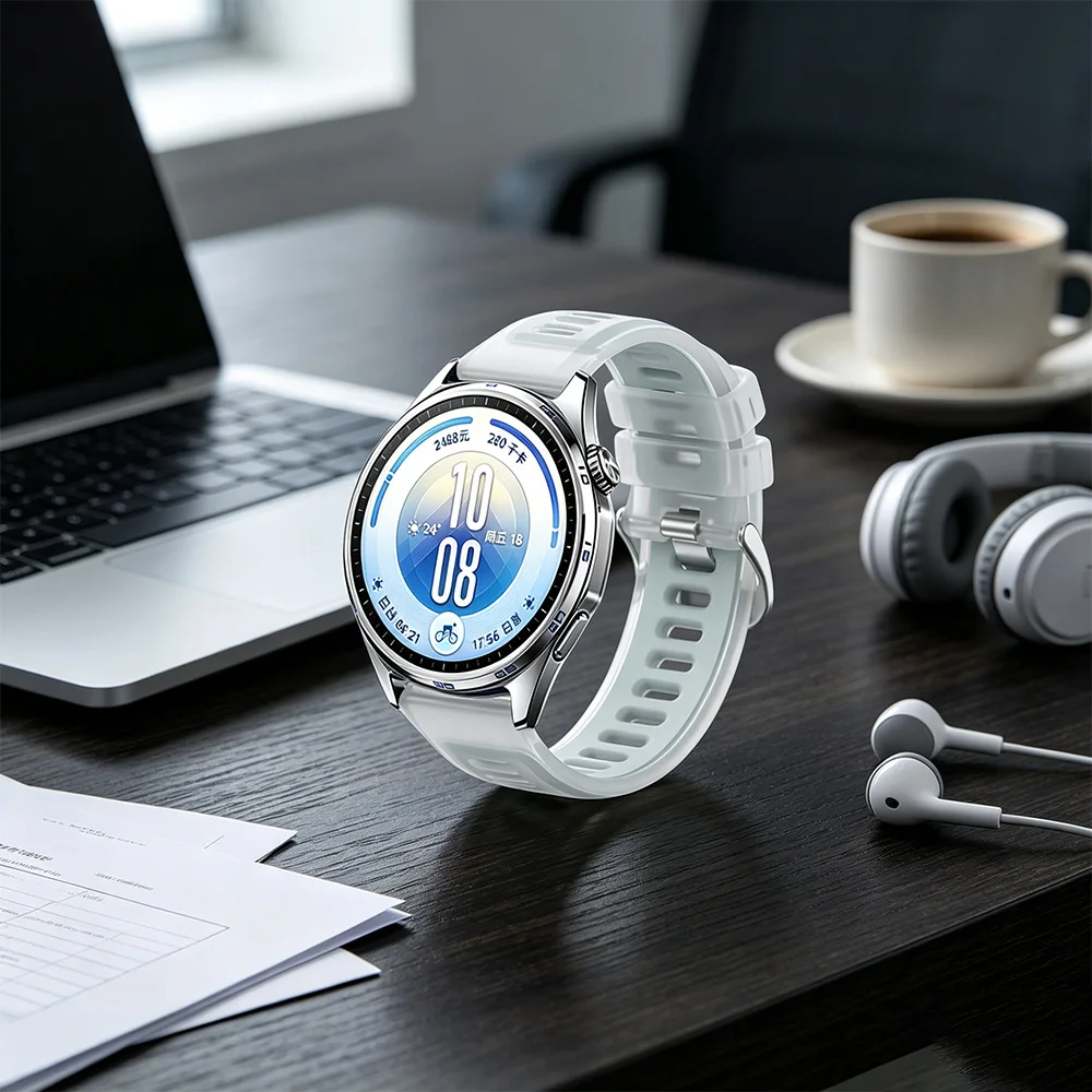 22mm 20mm Semi-Transparent Silicone Strap For Huawei Watch GT7-6-5-4 46mm Two-Tone Bracelet GT7-6 Pro 46mm/GT Runner 2 Wristband