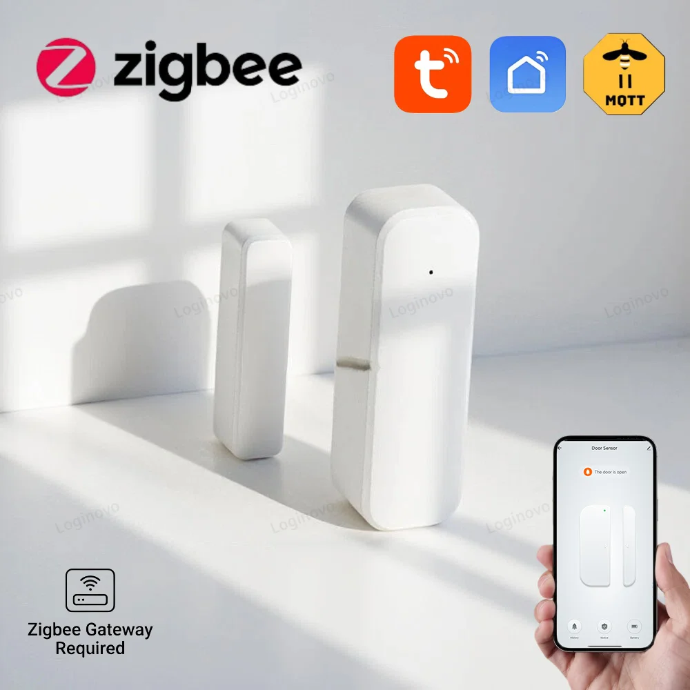 Zigbee Door Window Entry Sensor Smart Security Burglar Magnetic Alarm Work With Alexa Google Home Tuya Z2M For Home Automation