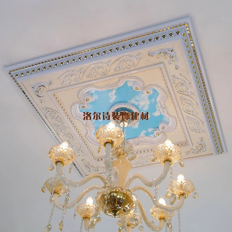 European-style light panel pool decoration, living room ceiling plaster ceiling shape,  pool line pvc panel squ