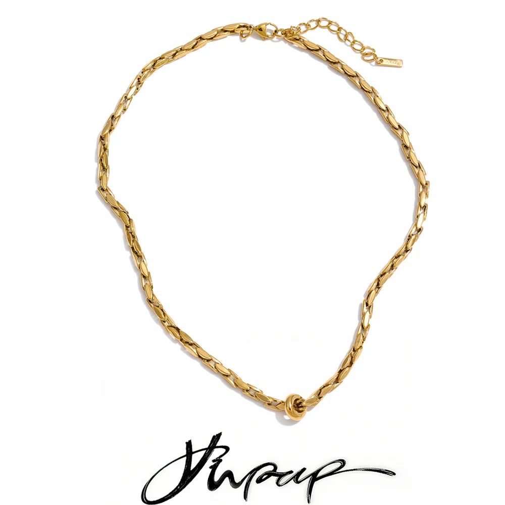 Yhpup Nouveautés Collier en Chaîne Métallique en Acier Inoxydable de Haute Qualité, Étanche, Plaqué PVD, Bijou Décontracté Attrayant et Populaire