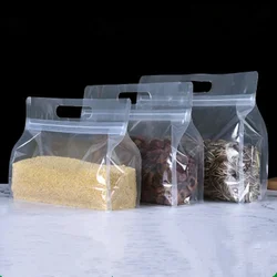 50Pcs Clear Plastic Wide Zipper Bag Doypack Stand Up Side Gusset Resealable Zip Lock Pouches Food Packaging Bag Sugar Tea