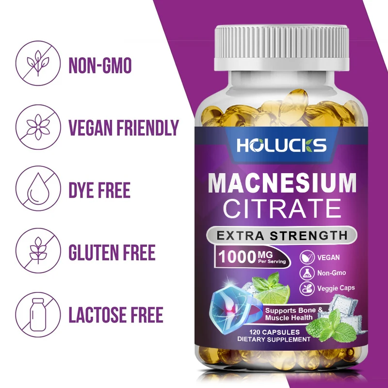 Magnesium Citrate 1000mg -  for Muscle, Nerve, Bone and Heart Health Support, High Absorption Citrate Complex Capsules