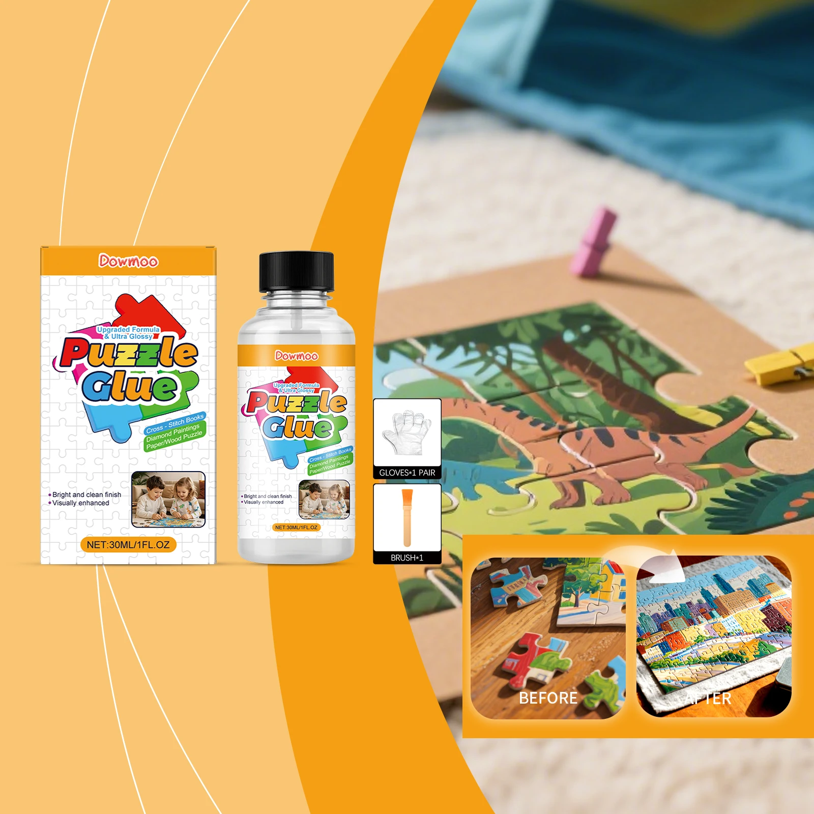 

Puzzle Glue Handmade DIY Gloss Shine Sealer Highlight Effect Artwork Long Lasting Maintenance Protective Puzzle Accessories 30ml