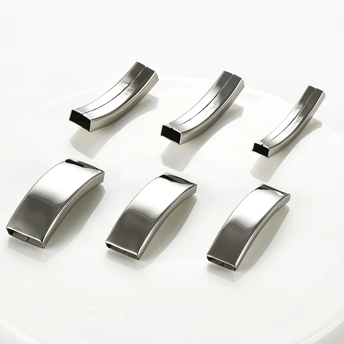 5Pcs Stainless Steel Long Curved Tube Beads Rectangle Angle Pipe Spacer Connector Charms for Bracelet Jewelry Making Findings