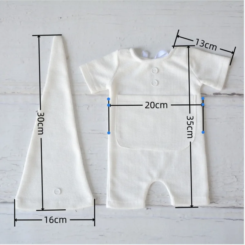 Newborn Infant Photography Clothing White Hat+Jumpsuits 2Pcs/Set Studio Baby Photo Props Accessories Fotografia Clothes Outfits