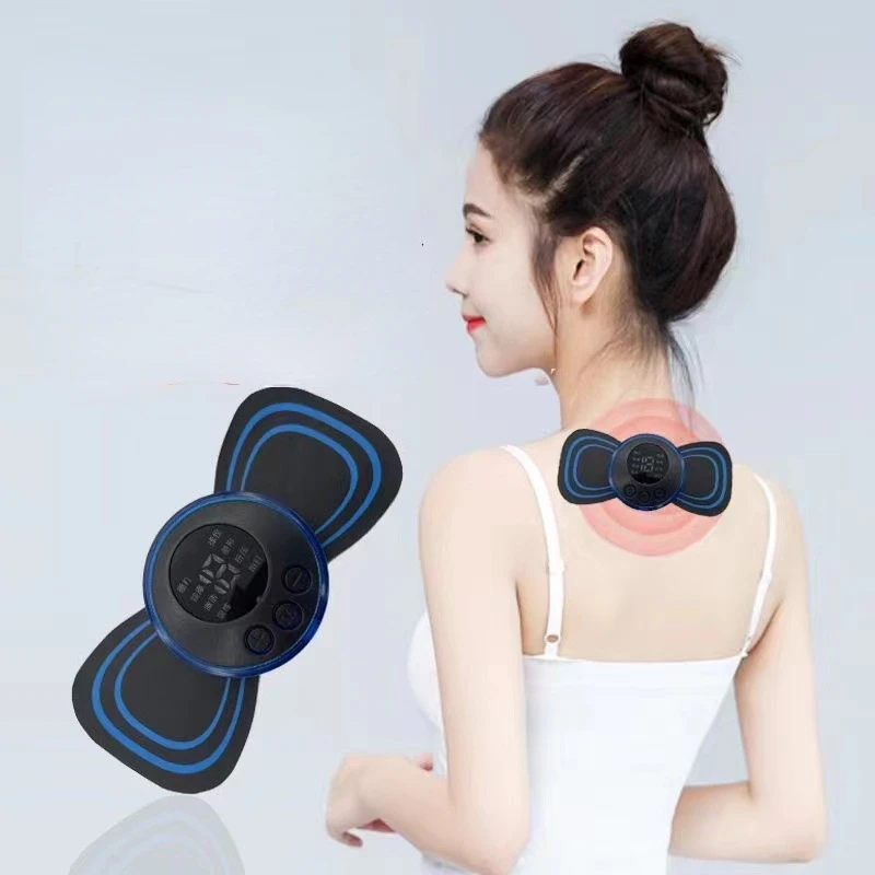 

8 Mode LCD Display EMS Neck Stretcher Electric Massager Patch Pulse Muscle Stimulator Portable Relief Pain mini massager