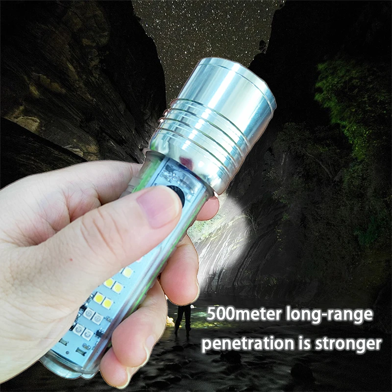 520A Mini Flashlight LED High Power Outdoor Flashlights Lithium Battery Camping  USB Charger Portable Self Defense Torch Light