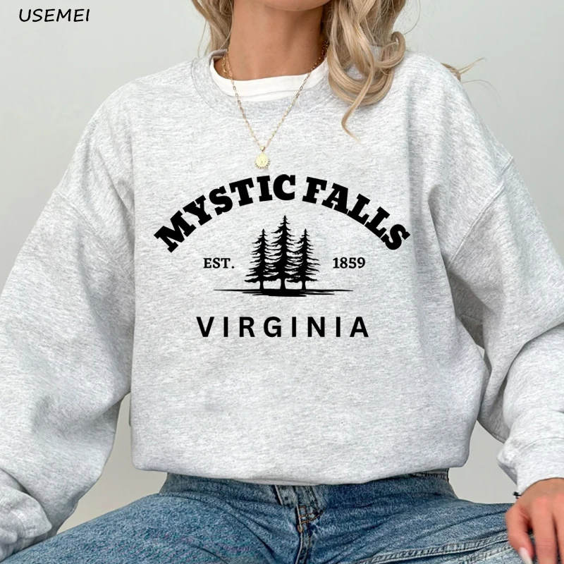 

Mystic Falls Sweatshirt Vampire Diares Crewneck Sweatshirts Trendy Pulover Long Sleeve Hoodies Sweatshirt Harajuku Streetwear