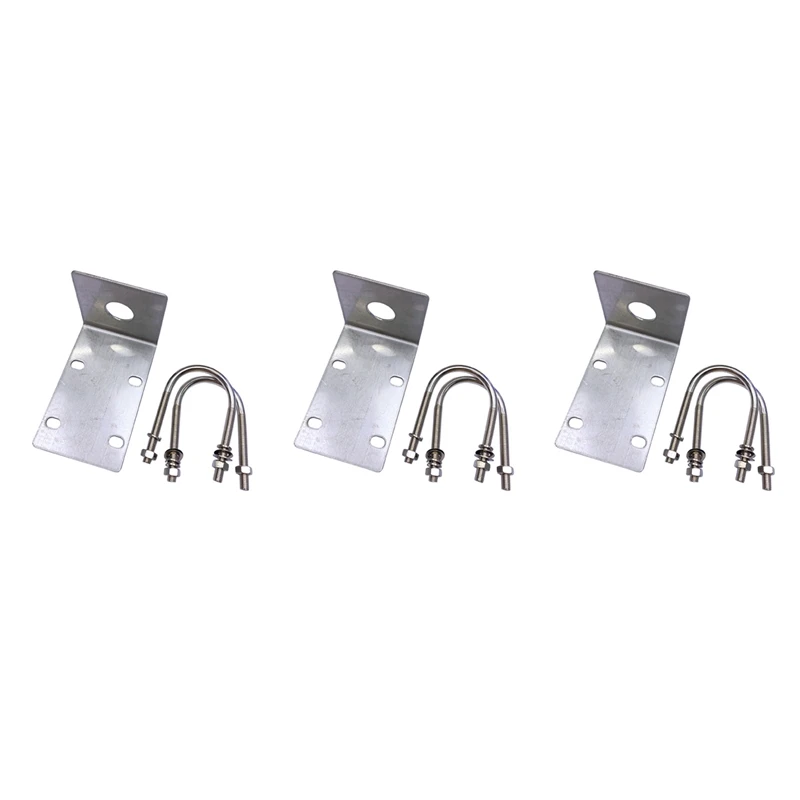 3X Stainless Steel Antenna Mount Bracket With U Style Bolts For Ham UHF VHF CB Cellular Trucker Antenna Use Accepted