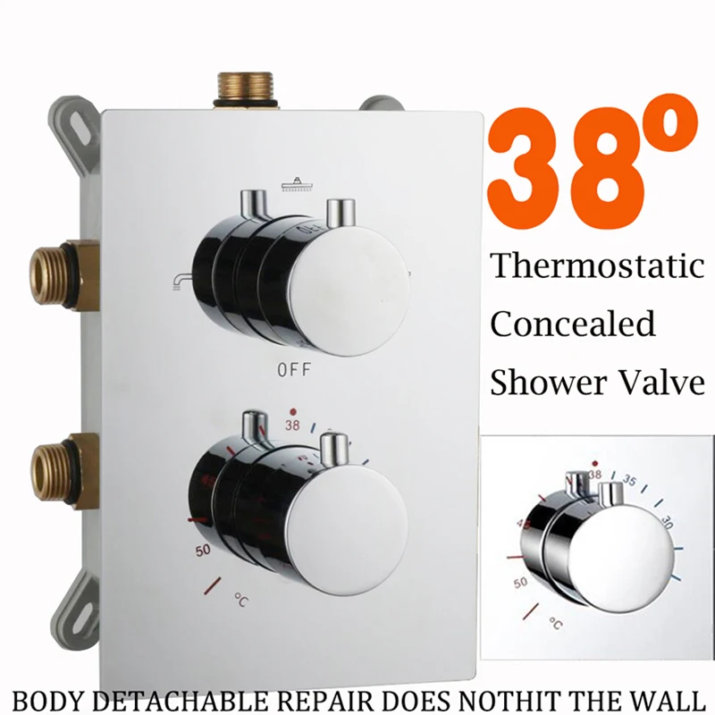 Wall Mounted MixerBrass Wall Box Mixing Valve Switch Valve Constant Temperature Shower Faucets Thermostatic Chrome 3 Ways