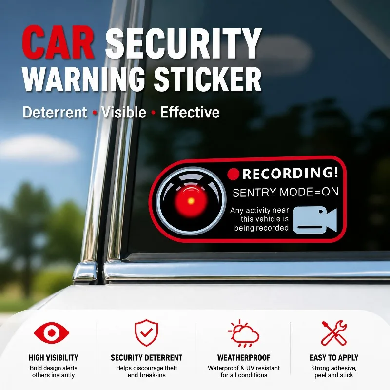 Car Recorder Warning Sticker Camera Pattern Recorder Logo Decal Universal Recording Window Sticker for Auto Car Window