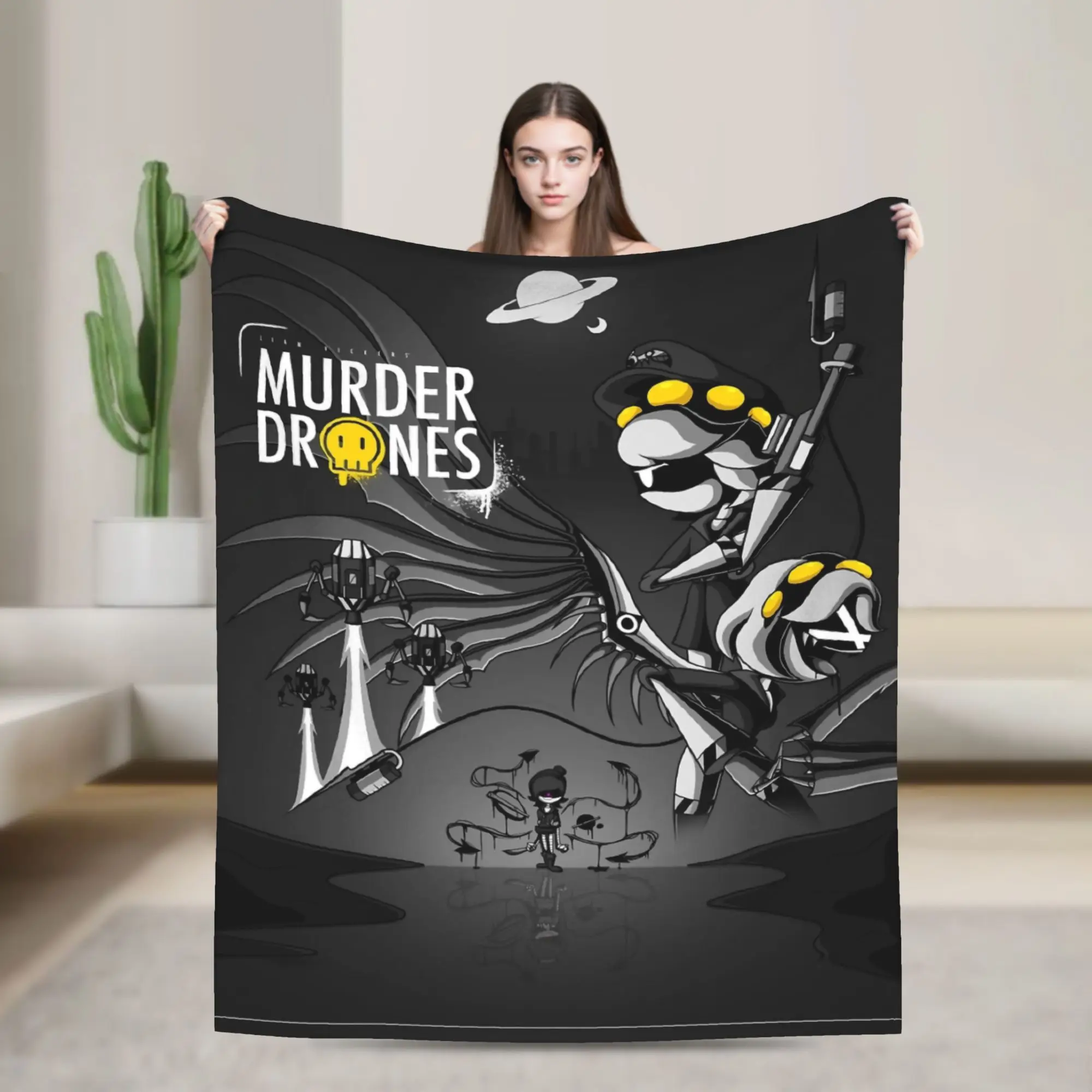 Uzi Doorman Murder Drones Blankets Horror Fuzzy Throw Blanket Summer Air Conditioning Personalised Lightweight Bedsprea,
