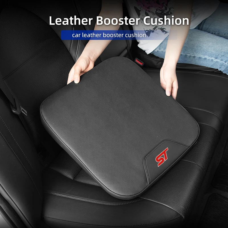 PU Leather Car Heightening Seat Cushion Memory Breathable Chair Mat For Ford ST Line Racing RS S Kuga Fiesta Edge Focus Mustang