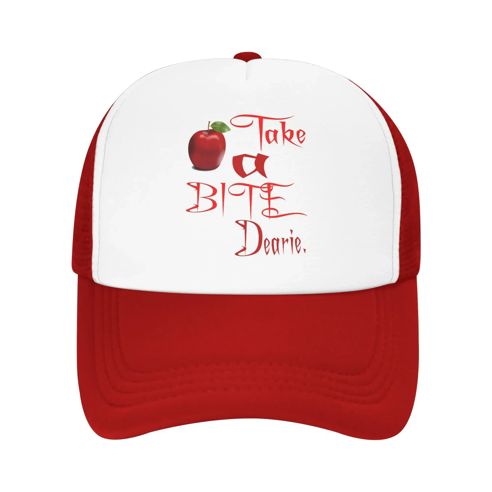 Dearie Take A Bite Apple Foam Mesh Trucker Hat Outfits For Unisex Adjustable Baseball Cap Mesh-Back Summer Outdoor Caps
