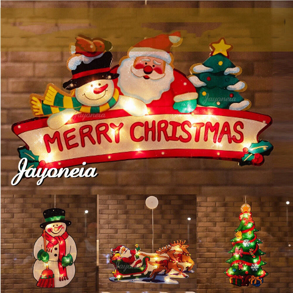 

Christmas Window Decorations With Hanging LED Lights Christmas Light Garlands For Shop Window Displays With Suction Cup Hangers