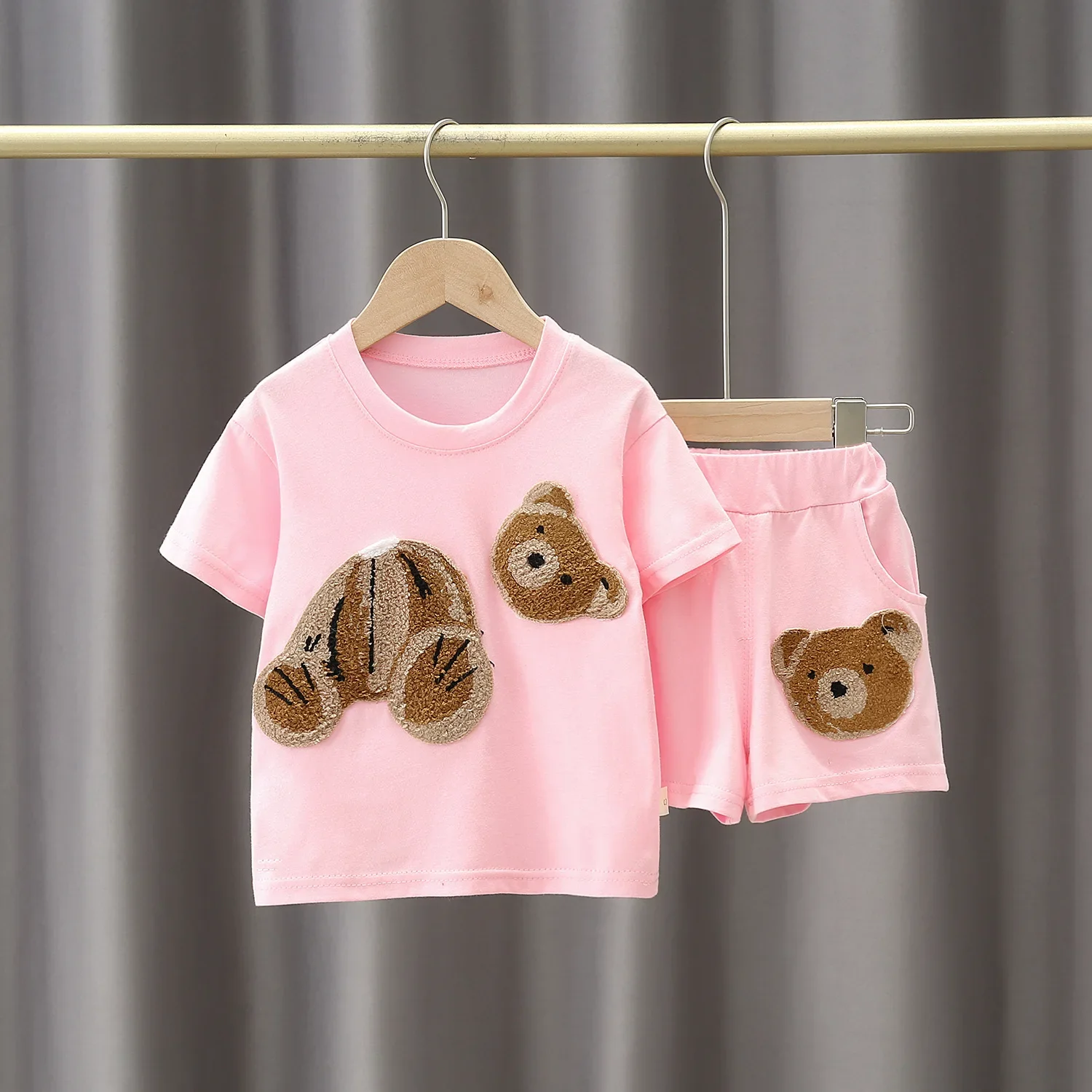 Personalizado bebê menina roupas de verão 2022 dos desenhos animados manga curta pulôver solto camisetas topos e shorts crianças ternos meninos