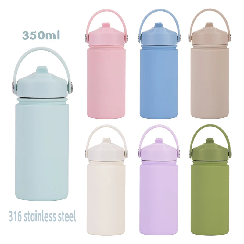 Custom 350ml Sports Water Bottle, 316 Stainless Steel Wide Mouth Straw Lid, Personalized Gift
