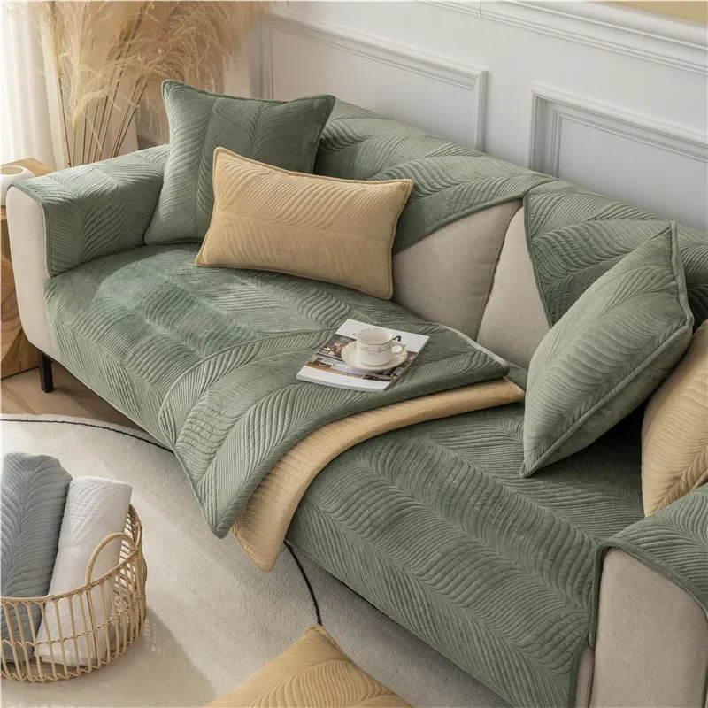 Non-slip Sofa Cover Thicken Velvet Sofa Cushion Towel for Living Room Furniture Protector Solid Slipcovers Couch Covers