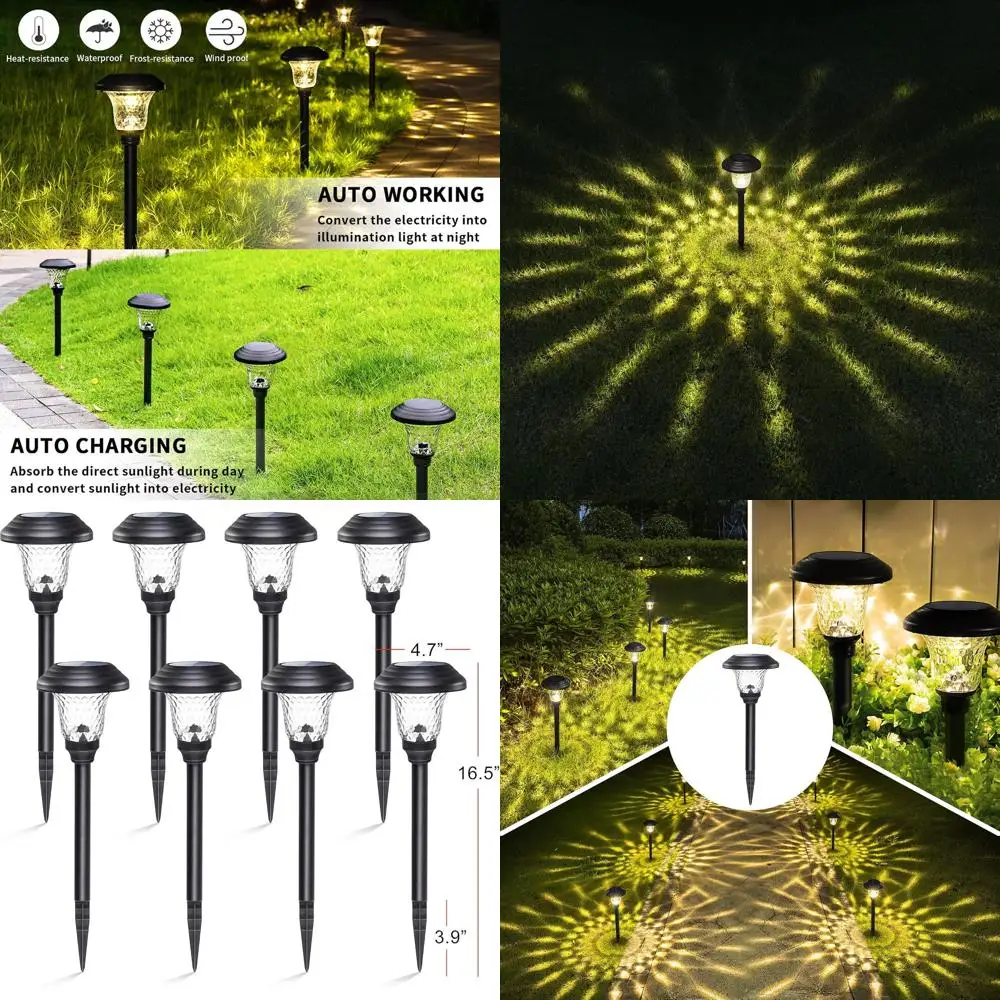 

Black Waterproof Solar Pathway Lights, Outdoor Warm White LED Garden Lights for Yard, Patio, Landscape, Walkway
