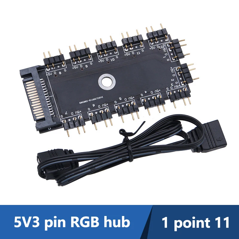 

11in1 AURA 5V 3-контактный IDE/SATA к материнской плате DIY, RGB-концентратор, кабель питания, разветвитель, адаптер для ПК