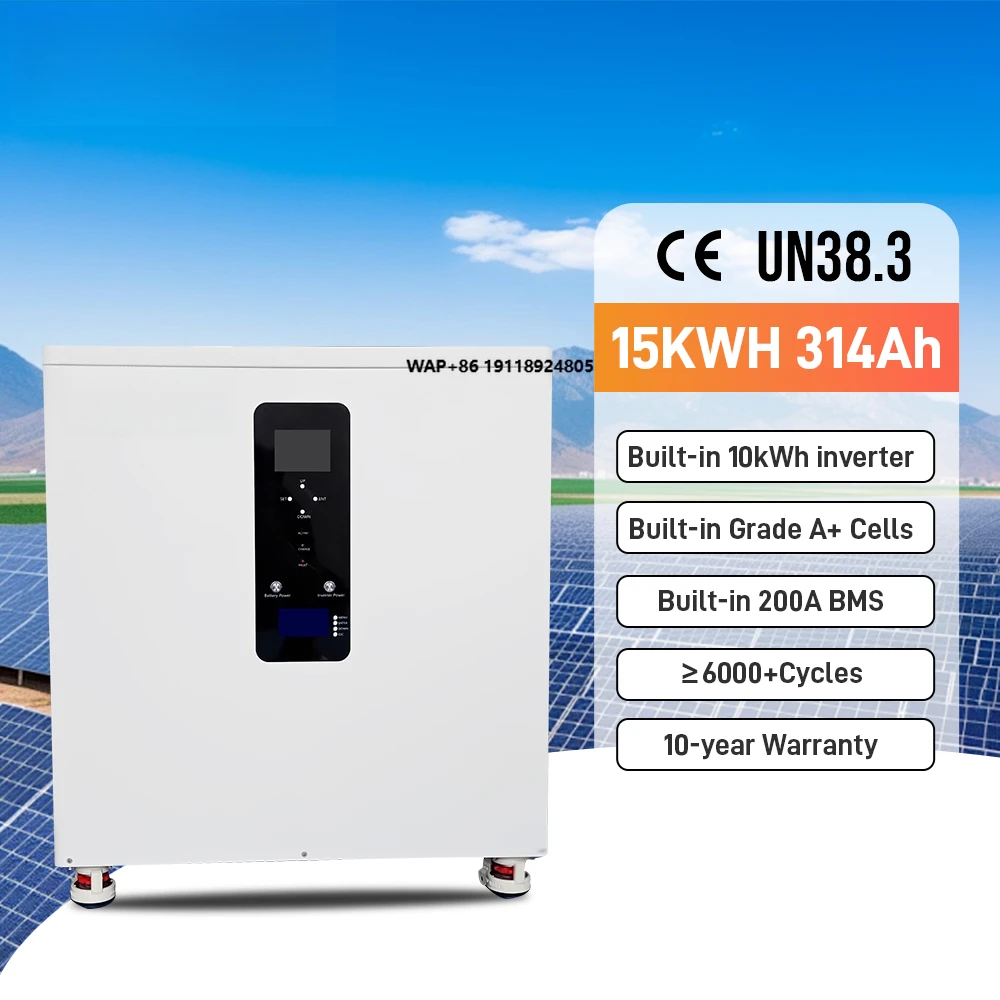 China Stock All-In-One 51.2V 300Ah 15kwh Lithium Battery+ 10KW Inverter Single-phase / Three-phase Home Energy Storage System
