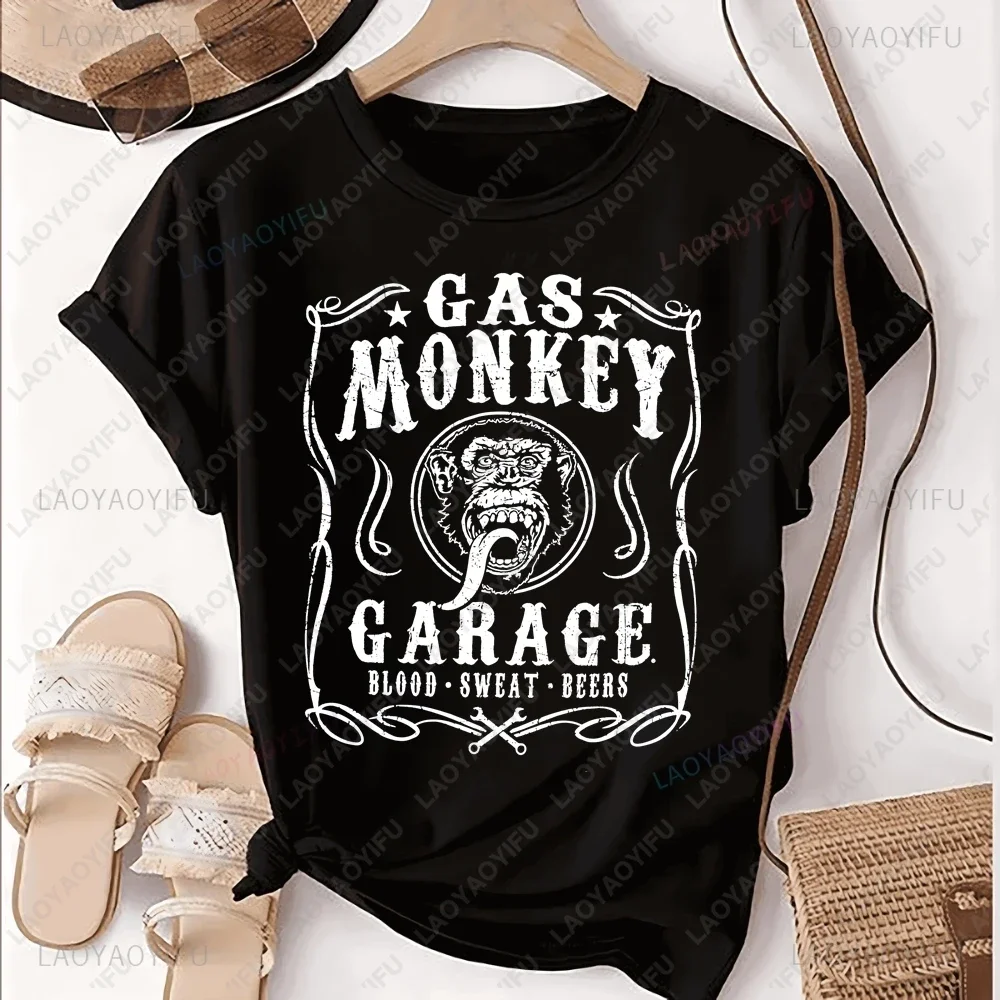 Gas Monkey Garage Printed T-shirt Top Gas Monkey Garage Neutral Trend Harajuku Short Sleeved Unisex Shirt Graphic Large T-shirt